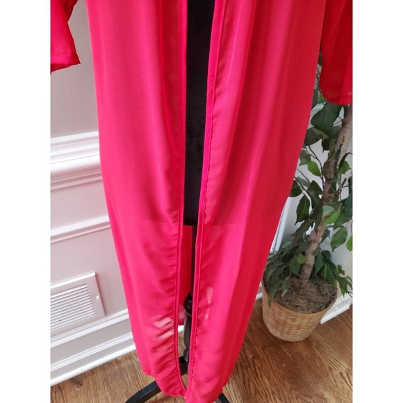 SHEIN Kimono Solid Red Polyester 3/4 Sleeve Open Front Knee Length Dress Size XL - Picture 3 of 9
